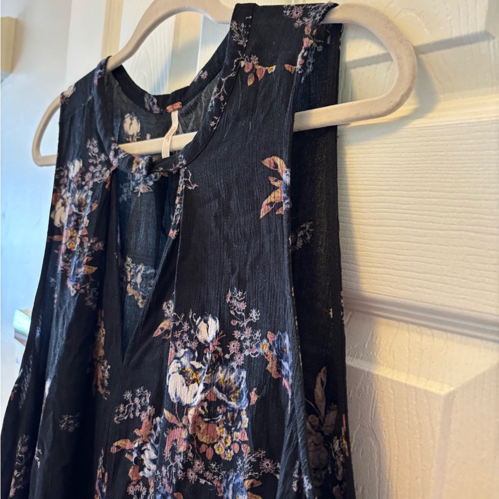 Free People Floral Black Sleeveless Dress Size Large BWOT - Picture 4 of 11